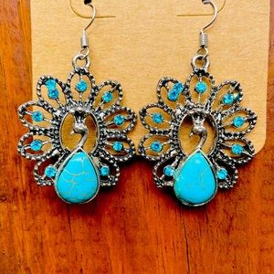 Peacock earrings and matching necklace